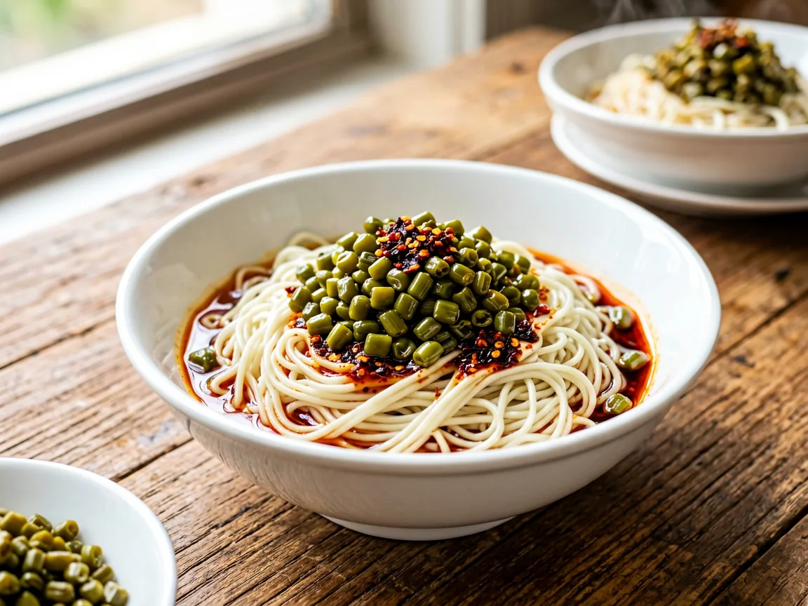 Cold Noodles with Pickled Beans and Chili Oil