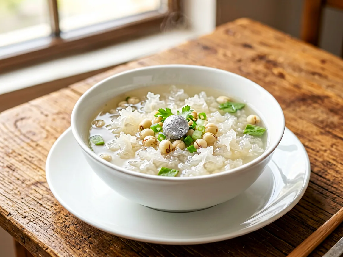 Silver Fungus and Lotus Seed Soup